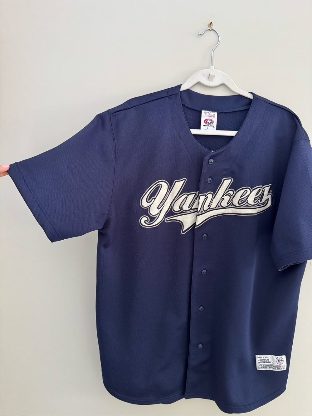 Vintage MLB New York Yankees Derek Jeter #2 True Fan Baseball Jersey L Navy - Picture 5 of 12